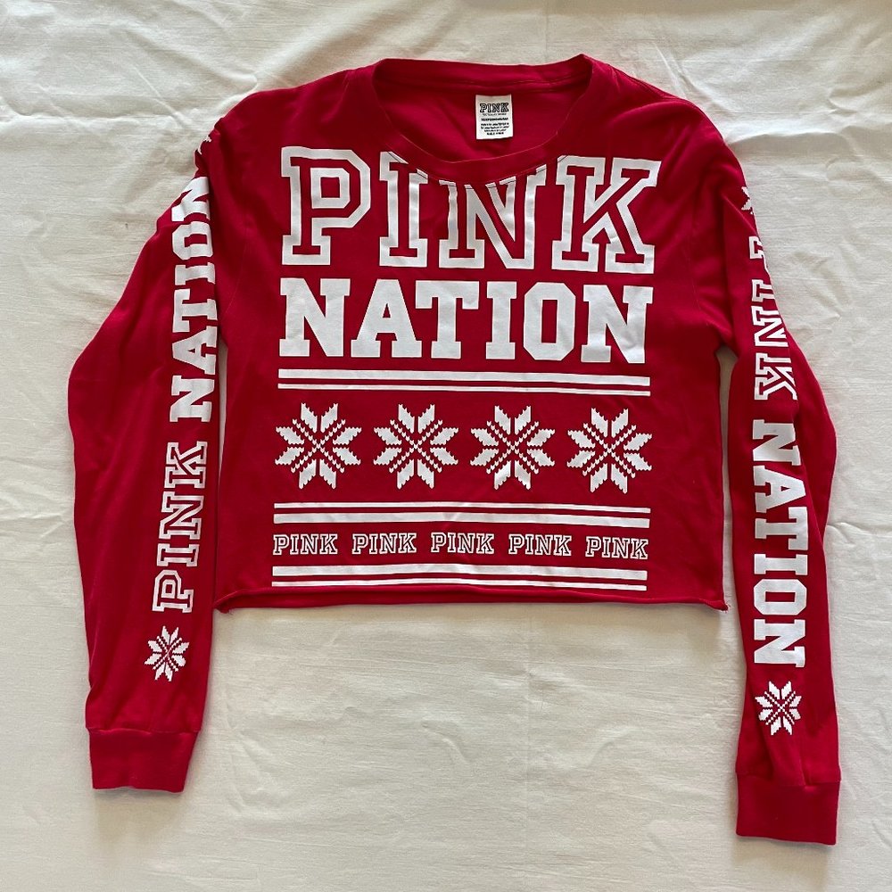 Victoria's Secret PINK cropped long sleeve tee XS